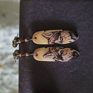 Red Wolf Feather-shaped Earrings